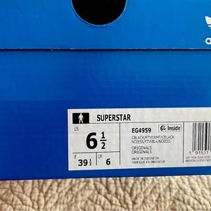 Adidas Superstar Black / Gold 6.5 - NEW